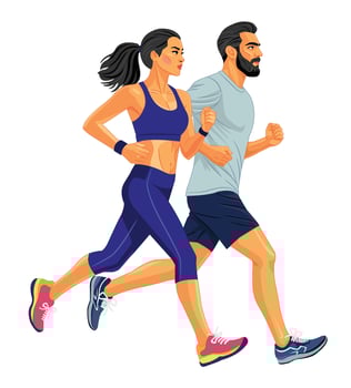 young couple doing fitness exercise vector