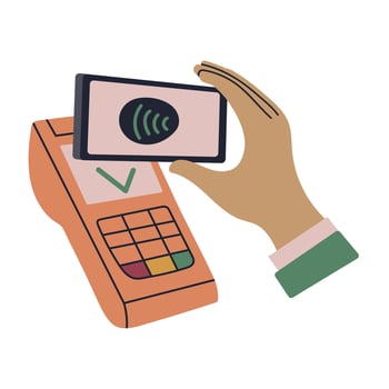 Contactless Payment with green check mark icon clipart avatar logotype isolated illustration vector