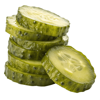 Closeup of stacked dill pickle slices png