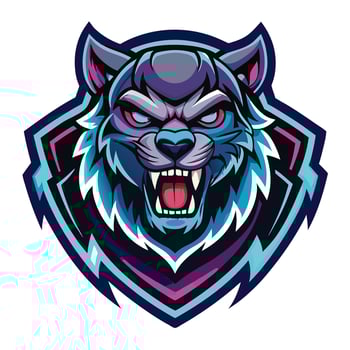 the head of a wolf with a blue and purple color scheme vector