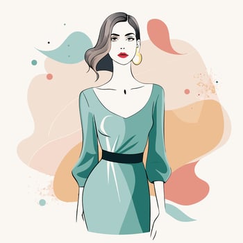 fashion illustration of a beautiful woman in a dress vector