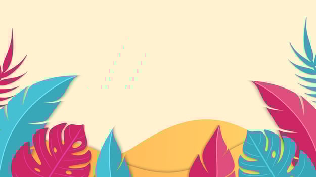 Colorful summer background design with tropical leaves vector