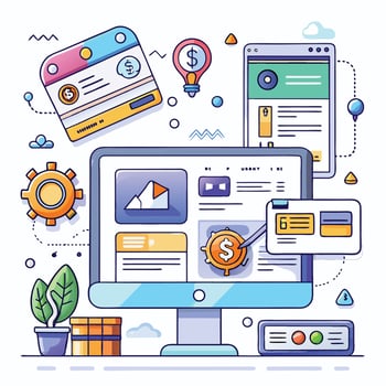 web development and design concept illustration vector