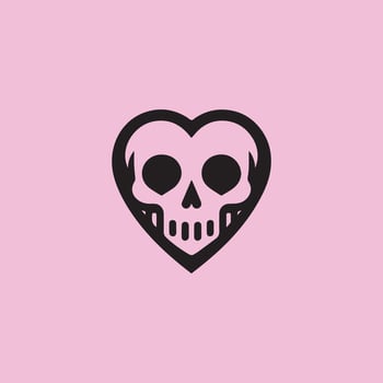 a skull in a heart shape on a pink background vector