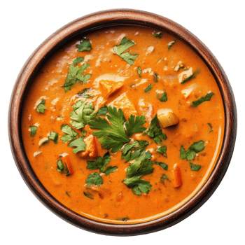 Top view of an Indian soup isolated on transparent background png