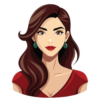 a woman with long brown hair and green eyes vector