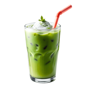 Refreshing iced matcha drink, urban , beverage photography, cozy atmosphere, close-up view, chill vibes for hot days png