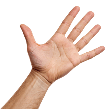 Reaching hand open palm studio shot png
