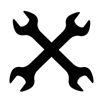 Crossed wrenches, mechanic tools, repair service, isolated, silhouette, construction, equipment png