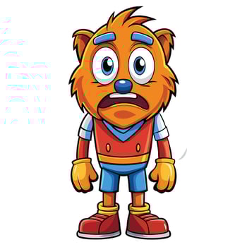 a cartoon bear with blue eyes and red hair vector