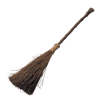 A rustic witchs broomstick with natural fibers for Halloween decor on a clean transparent background, witchs broom, file of isolated object on transparent background png