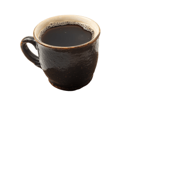 A vintage book resting on a textured surface with a warm cup of coffee on top against a clean transparent backdrop, Vintagestyle book with coffee cup on a transparent background png