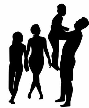 Silhouette of Happy Family Vacation at the Beach vector