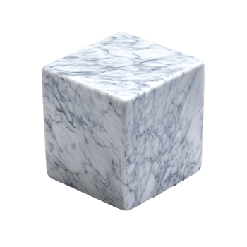 Carrara marble cube with elegant patterns isolated on a transparent background, carrara marble cube isolated on transparent background png
