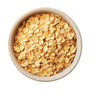 Oat flakes in a rustic bowl on a bright transparent background for healthy breakfast inspiration, Oat flakes in a bowl on transparent background png