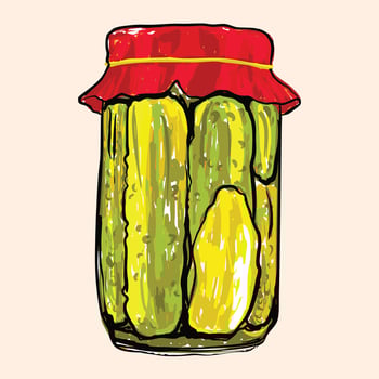 Pickle Jar with Red Fabric Cover vector