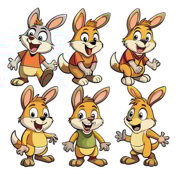 cartoon rabbit characters in different poses vector
