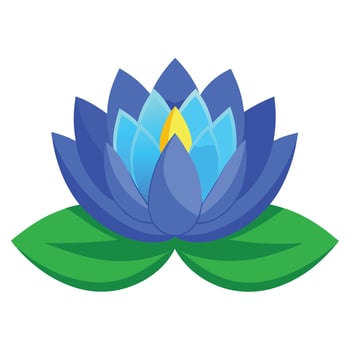 Vibrant Blue Lotus Flower with Brightly Colored Petals and Leaves in a Natural Setting vector