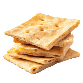 Crispy bread stacked on a transparent background showcasing its texture and color in natural light, Crispy Bread on transparent background png