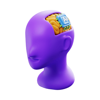 human head with brain AI png