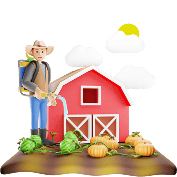 cartoon farmer with a barn png