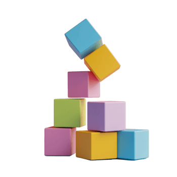 Brightly stacked colorful cubes creating a playful and vibrant display on a solid background in a creative space, Stacking colorful cubes png