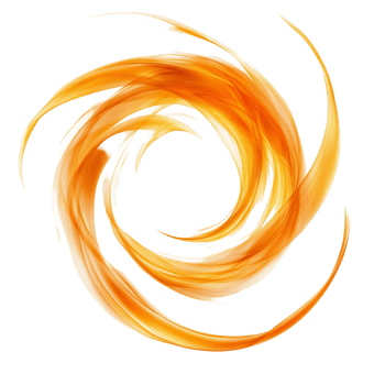 Dynamic orange lightning swirl creating a striking visual effect on a pure transparent background, Orange Lightning Swirl Isolated on transparent backgroundfor Energy and Power Concepts png