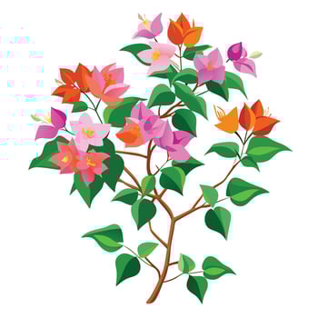 Bougainvillea Plant with Purple Flowers and Green Leaves in a Garden Setting vector