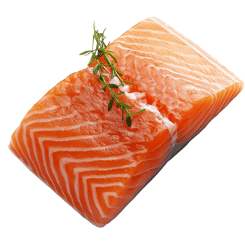 Fresh fillet of raw salmon garnished with herbs, ideal for sushi or sashimi preparation at a culinary kitchen, fillet raw salmon png