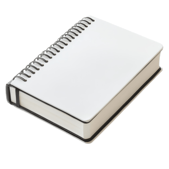 A simple transparent notebook with a looped spine lying on a clean transparent surface ready for writing or drawing, notebook book with a looped spine on transparent backgroundfile png