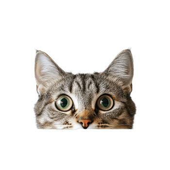 A curious cat peeks over a transparent table against a bright background capturing a moment of feline intrigue, Cat Peeking Over transparent top table transparent background png