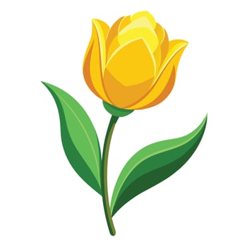 Vibrant Yellow Tulip Plant with Delicate Flowers and Leaves in a Natural Setting vector