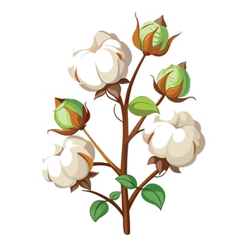 Cotton Plant with Purple Flowers and Green Leaves in a Garden Setting vector