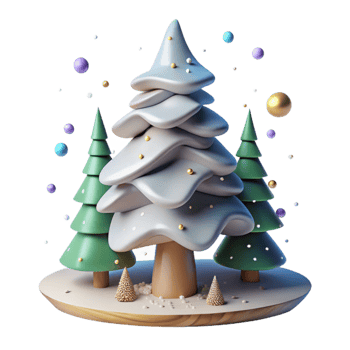 beautiful abstract Forest Pine Tree Transparent Background Snow Covered exclusive png
