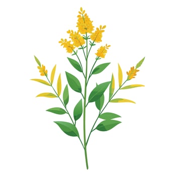 Vibrant Goldenrod Plant with Brightly Colored Flowers and Leaves in a Natural Setting vector
