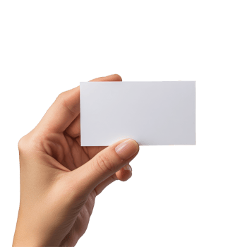A hand holding a blank business card against a plain transparent background for professional branding ideas, hand holding blank business name card on transparent backgroundfile png