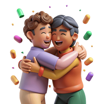 beautiful abstract Friends Embracing in Celebration Transparent Background detailed png