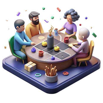 beautiful artistic Friends Playing Board Game Isolated Game Night Scene genuine png