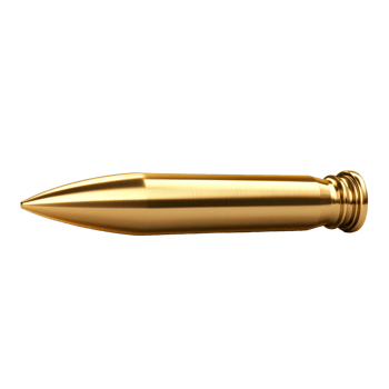 A detailed view of a speeding bullet in side profile isolated against a transparent background, Speeding Bullet Side View Isolated on transparent background png