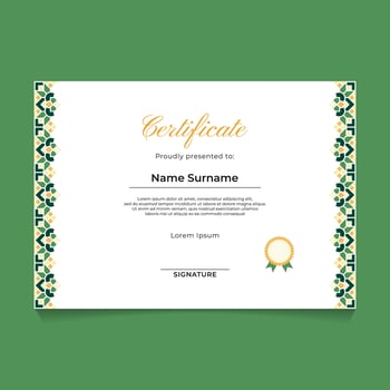 Certificate Template Design with Oriental Geometric Mandala Ornament Border on The Side vector