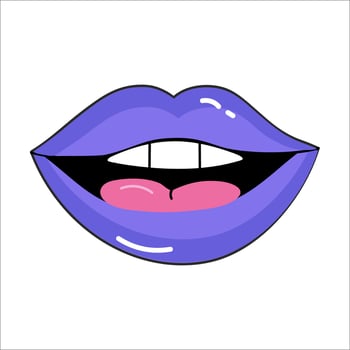 Lilac lips in the style of the 90s vector