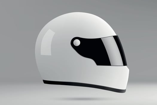 White full face helmet with black visor side view vector