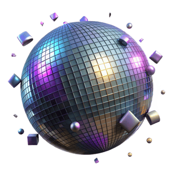 beautiful abstract Glowing Disco Ball Isolated with Reflective Surface high resolution png