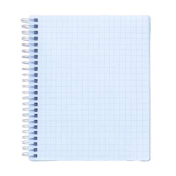 Blank squared paper notepad resting on a light surface, perfect for writing and drawing activities, blank squared paper sheets or notepad pages on transparent backgroundfile png
