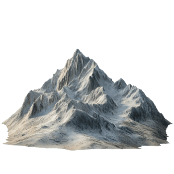 Stunning mountain range stands isolated against a pure transparent background showcasing rugged peaks and natural beauty, Mountain Range Isolated on transparent background png