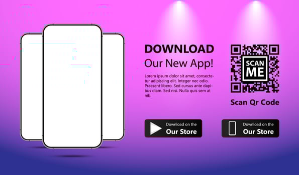 Download our app for mobile phone. Advertising banner vector
