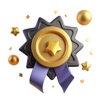 beautiful abstract Gold Award Medal with Ribbon Transparent Background high resolution png