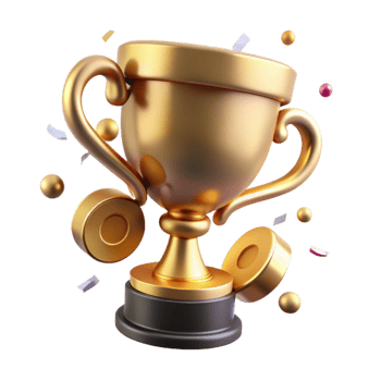 beautiful abstract Golden Trophy Award Side View Transparent authentic png