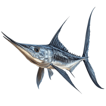 Swordfish displayed against a clean transparent background showcasing its unique features and streamlined body, Swordfish Isolated on transparent background png