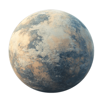 An artistic rendering of a distant planet with varied terrain on a transparent background, Planet on transparent background png